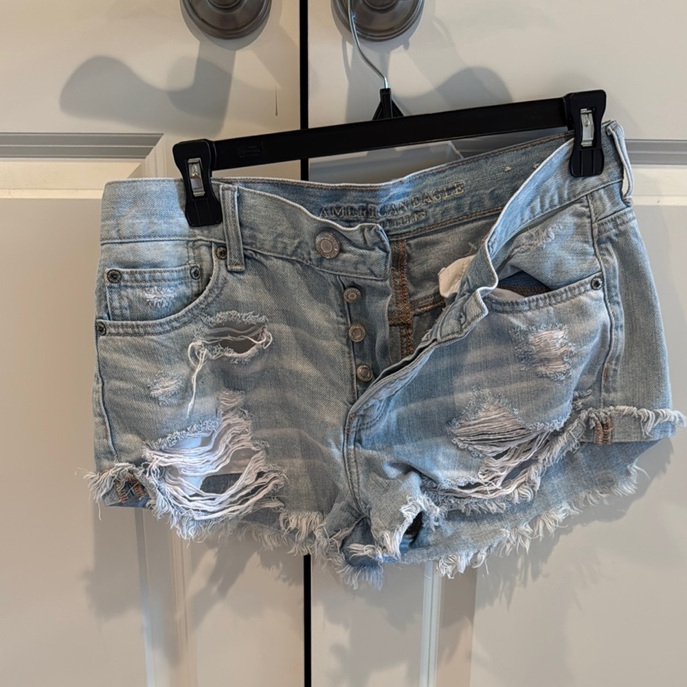 American Eagle Outfitters Blue Distressed Jean Shorts